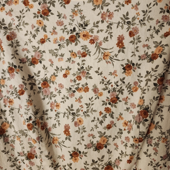Floral Pullover Dress - Cream with Pink And Peach Floral Print - Picture 3 of 3